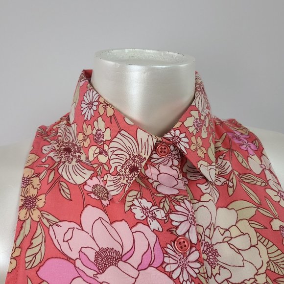 B.O.G Collection Pink Floral Wide Leg Sleeveless Jumpsuit Size M - Picture 3 of 16